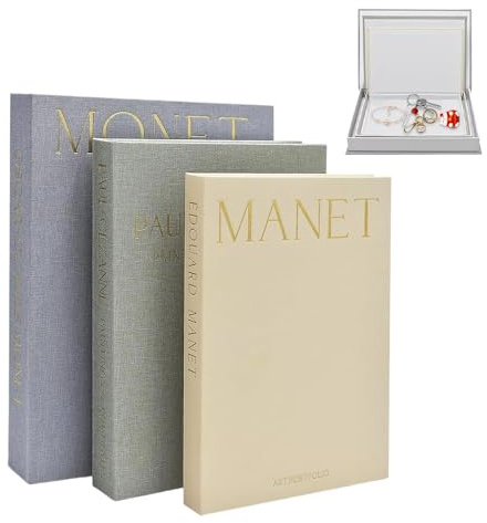 Jonuin 3 Stück Deko Bücher für Heimdekor, Dekorative Bücher, Coffee Table Book, Stapelbare Leinen Buchbox Gefälschte Dekobücher, für Wohnkultur Bücherregal Couchtisch Display Regale