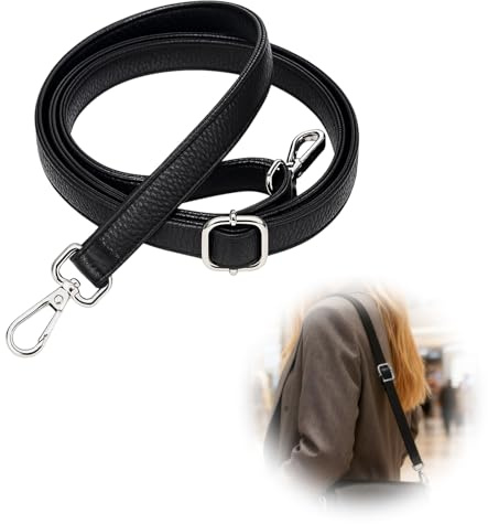 wilcractk Taschengurt Schwarz Leder, Schulterriemen Für Taschen, Schultergurt Für Taschen,Taschenriemen Handtaschen Geldbörsen Damen Herren Ersatz Schultergurt Aus Leder