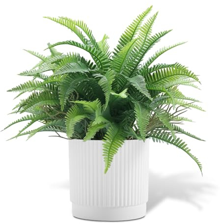 Fake Fern Potted 30.9cm Artificial Fern Plant for Shelf Home Bathroom Decor | Fake Fern Plant Realistic Faux Ferns Artificial Plants Indoor with Pot for Desk Farmhouse Room Coffee Table Indoor Decor