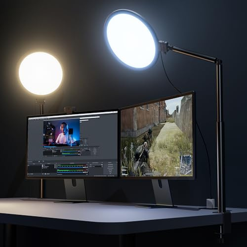 Weilisi 10.5 Desk Light for Home Office, Full-Screen Ring Light | 360° Rotate Ring Light, Flexible Height Adjustable Arm, Dimmable, For Reading, Study, Drawing, Gaming, Recording, Craft