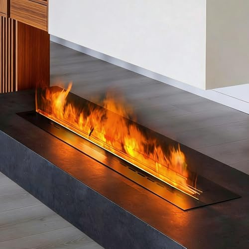 3D-Wasserdampf-Kamin, Zerstäuberkamin Mit 9 Einstellbaren Farben, Edelstahl, Automatische Wasserbefüllung, Steuerung per App, Touchscreen Oder Fernbedienung 120cm