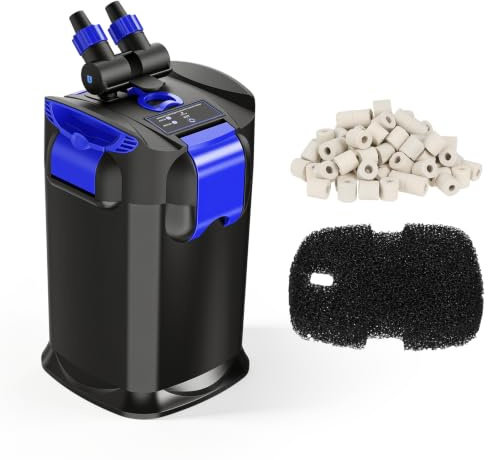 fishkeeper Canister Filters, 211GPH Self-Priming External Fish Tank Filters | 18W 2-Stage Filtration & Ultra-Quiet Canister Filters 800L/H Up to 45Gal for Fresh & Saltwater Tanks