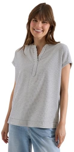 Cecil Bluse mit Split Neck in Seersuckerqualität