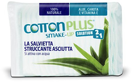 Cotton Plus SMAKE-UP ALOE VERA MAXI 40 Stück | Natürliches Werkzeug! Patentierte trockene Make-up-Entferner-Tücher, ohne Konservierungsstoffe, 100% natürlich!