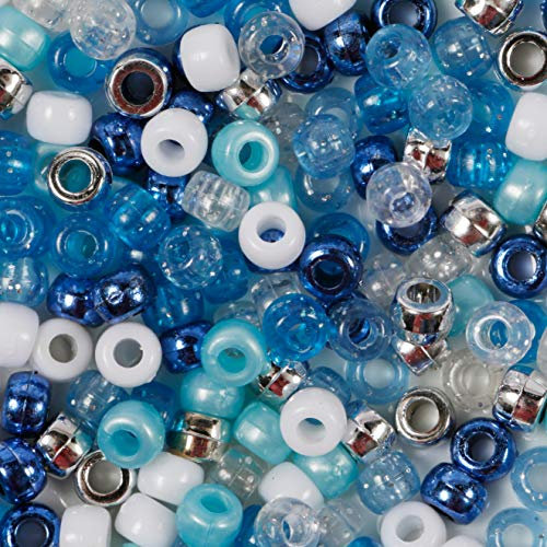 Elsa's Pony Bead Mix 200 Pieces Mixed Blue Beads Size 9mm x 6mm