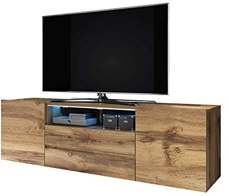 Selsey - TV-Lowboard BROS matte Holzoptik Wotan Eiche mit LED-Beleuchtung, stehend, modern, 137 cm