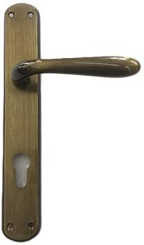 MANIGLIA PER PORTA SIDNEY 1126 P IN MARITECH BRONZO GRAFFIATO, FORO CILINDRO YALE, CON PLACCA INTERASSE MM.85 COMPLETA PER UNA PORTA DENTRO+FUORI, CON MOLLA DI RITORNO VITI DI FISSAGGIO COMPRESE