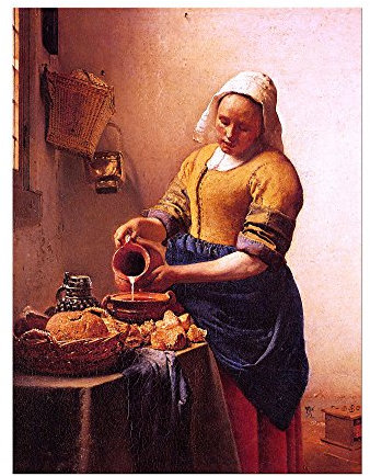 Kunstdruck Poster - Jan Vermeer Dienstmagd mit Milchkrug 20x30 cm ca. A4 - Alte Meister Bild ohne Rahmen
