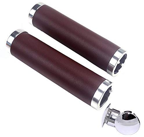 UPANBIKE Fahrradgriffe mit doppeltem Verschluss, Leder Lenkergriffe passend für 22,2 mm Lenker für Mountainbikes und Rennrad(EIN Paar)