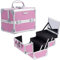 Joligrace Vanity Case Makeup Organiser Box Beauty Case Nail Polish Organiser Box Make Up Case with Mirror, 2 Trays, Lockable, Size: 19.5 x 15 x 16cm (Pink)