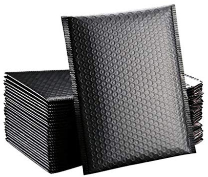 FeiliandaJJ 50 Stück Luftpolster Versandtaschen, 13x18cm, Schwarz Wasserdicht Luftpolstertaschen Luftpolsterumschläge Luftpolsterversandtaschen Bubble Bags Bubble Mailer (Schwarz)