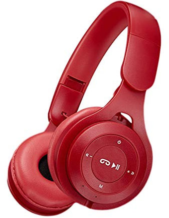LA TALUS Casque sans fil pliable supra-auriculaire, Bluetooth 5.0, suppression du bruit, rouge