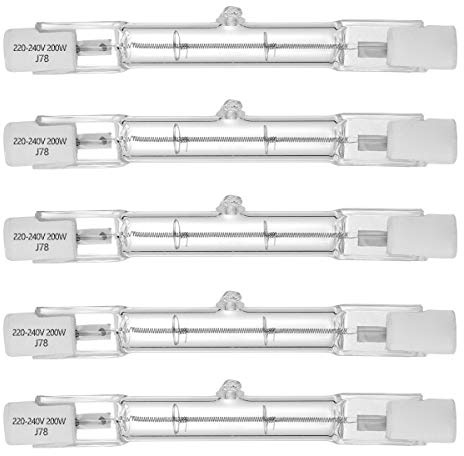 VINBE 200W Halogen R7S 78mm Dimmable 2000lm (5 Pack) J Type Linear Double Ended Floodlight Bulb 230V for Work, Security, Landscape Lights, Floor Lamps, Warm White 2700K