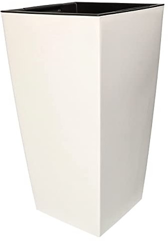 KOTARBAU® Macetero Cuadrado con Maceta Interior 400 x 400 x 750 mm, Macetero Blanco Mate, Macetero con Inserto extraíble, Macetero de plástico, Tiesto Decorativo, Macetero Alto de Interior y Exterior