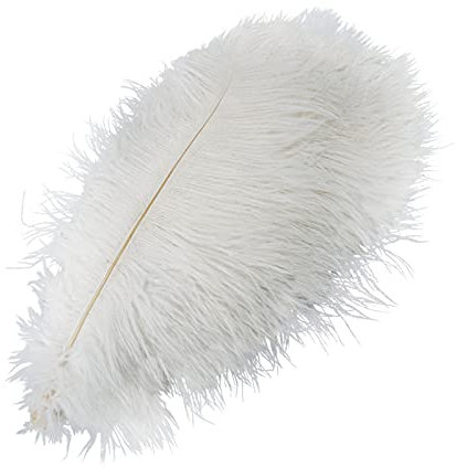 JFBUCF Straußenfedern, natürlich, weiß, 40 - 45 cm, Bastelfedern für Hochzeit, Tafelaufsatz, Blumenarrangement, Weihnachten, Neujahr, Dekoration, 10 Stück