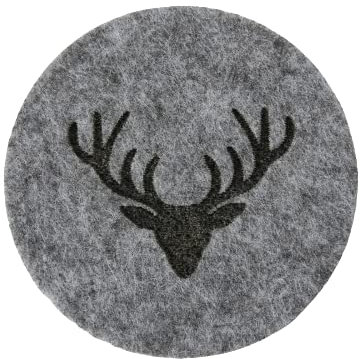 Seaside No.64 - Platzset - Tischset - Tischdekoration aus Filz - Getränke Untersetzer -mit Aufdruck Geweih - Hirsch (Getränke Untersetzer grau, Geweih)