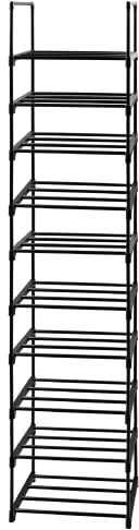 Easyhouse 10 Tier Metal Sturdy Shoe Rack, 10 Tier Tall Shoe Storage Organizer, Narrow Tall Shelf Organizer for Entryway, Closet, Bedroom