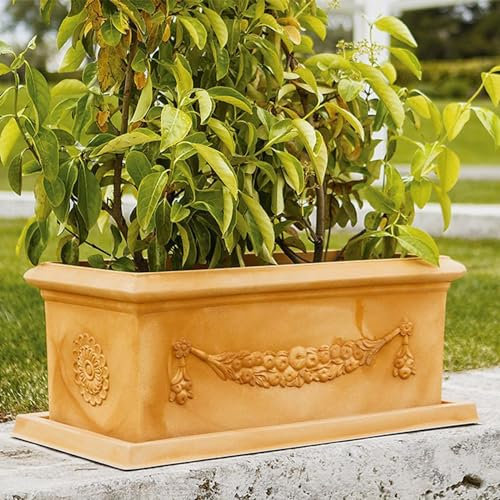 Decor Space Fioriera Festone rettangolare in resina con decorazione per esterno Made in Italy (80 cm, Impruneta)