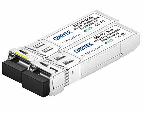 EIN Paar 10G SFP BIDI-Modul, 10G SFP+ BIDI-Transceiver, TX1490nm/RX1550nm für Cisco SFP-10G-BX80U-I, Cisco SFP-10G-BX80D-I, Ubiquiti, Mikrotik, D-Link, Supermicro, Netgear und mehr. (SMF ,80km,DDM)