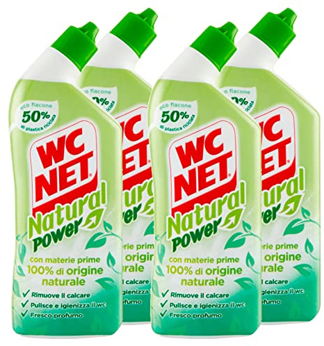 WC Net - Natural Power Gel Igienizzante e Anticalcare, Pulitore Liquido Pulisce e Igienizza il WC - 700 ml x 4 Pezzi