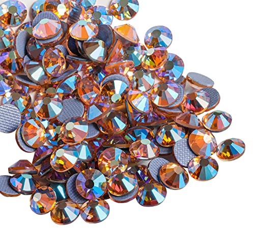 Beadsland Hotfix Rhinestones, 2880pcs Flatback Crystal Rhinestones for Crafts Clothes DIY Decorations, Champagne AB, SS10, 2.7-2.9mm