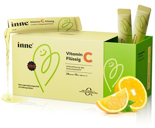 inne Vitamin C für Kinder, flüssig – 250 mg hochdosiert für das Immunsystem – Für Kinder ab 4 Jahren, ohne Zucker, Orangengeschmack – 28 Sticks à 10 ml