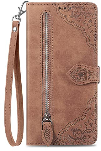 NEXCURIO Handyhülle für Apple iPhone 14 Pro Hülle Klappbar mit Kartenfäch Ständer Klapphülle Schutzhülle Leder Wallet Flip Case Cover Tasche Handytasche Stoßfeste - Braun