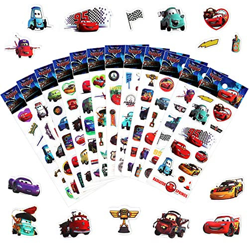 3D Sticker für Kinder, 12 Stück Puffy Truck Aufkleber, Lightning McQueen, Cartoon Spielzeugauto, Cars - für Kinder, Teens und Erwachsene