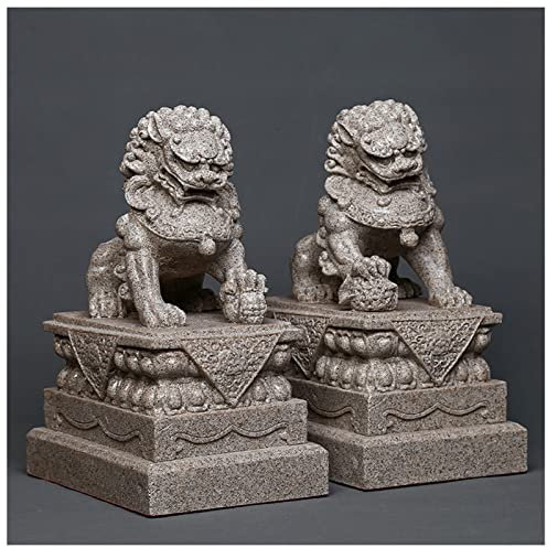 REOTEL Löwe Skulptur Deko Chinesische Feng Shui Löwe Statue Groß Löwe Figur Paar Wächterlöwen FOO Dogs Statue Kunsthandwerk Ornamente für Zuhause Büro Dekoration, Geschenk