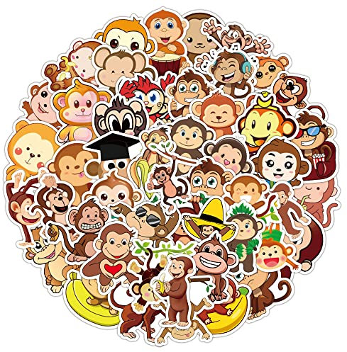 Animal Monkeys Aufkleber für Laptop (50 PCS),Geschenk für Kinder Jugendliche Erwachsene Jungen,Affen Stickers Wasserdicht Vinyl Aufkleber für Scrapbook,Skateboard,Auto,Gepäck