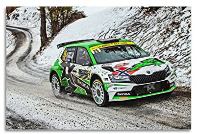 Auto-Poster Skoda Fabia R5 Motorsport Performance Racing Poster Dekorative Malerei Leinwand Wandposter und Kunstbild Druck Modern Familie Schlafzimmer Dekor Poster 50 x 75 cm