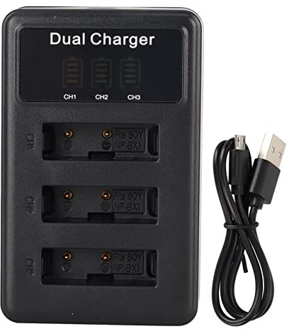 Camera Battery Charger, Triple Charge with Charge Level Display for Charging NP-BX1 Batteries, for Sony ZV1 RX100M7 M5A M6 Black Card M2 M3 M4 M5 etc.