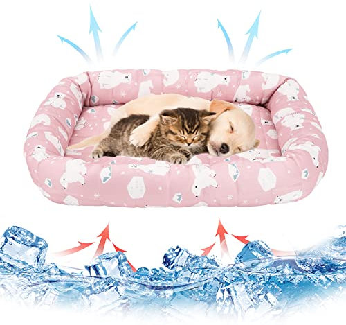 Gukasxi Haustier Kühlmatte Kühlend Decke für Sommer, Katzen Kühlbettchen Selbstkühlende Matte Waschbar Kühlpad, Haustier Eismatte Kühlkissen Für Haustiere Katze Hamster Chinchilla Meerschweinchen