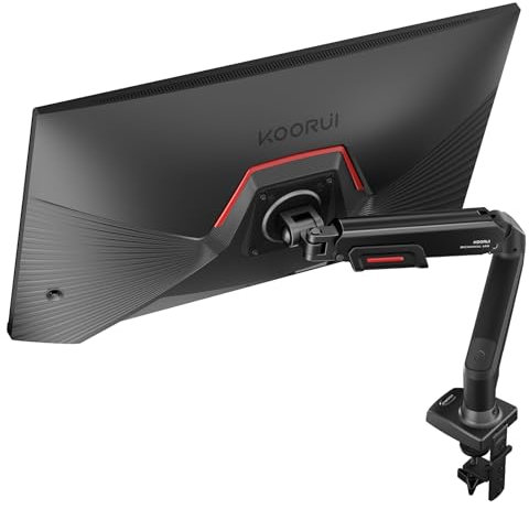 KOORUI Supporto per Monitor a Molla a Gas per Schermo di Computer da 17 – 32 Pollici Piatto e Curvo, VESA 75 & 100 mm, Altezza Regolabile con Inclinazioni, Girevole, Rotante, Peso Max 2-9KG