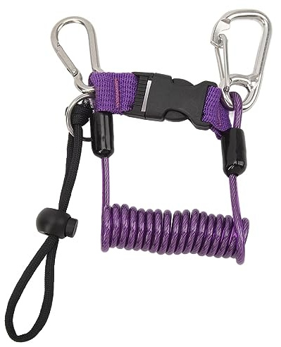 Fockety Scuba Diving Lanyard, Stainless Steel Spring Coiled Lanyard with Quick Release Buckle for Cameras and Dive Lights, Scuba Diving Camera Anti-Lost Strap for Underwater Diving Tool