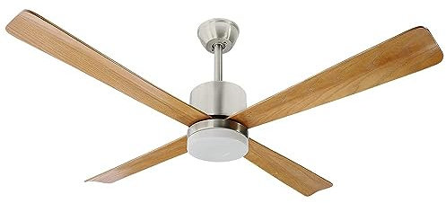 Genérico Ventilador de Techo LED Support con luz y Mando a Distancia, Bajo consumo, motor DC, 4 aspas, 8 velocidades, Silencioso.