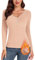WOWENY Camiseta Interior térmica para Mujer, sin Mangas, de Encaje, sin Mangas, de Invierno, Cuello de Pico, Camiseta de Forro Polar, Manga Larga Beige, XXL