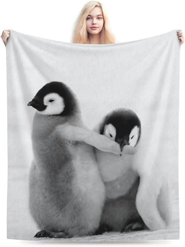 Kuscheldecke 80 x 150 cm 3D Grauer Pinguin Decke Flanell Fleecedecke Weich Warm Flauschig kuscheldecken Grauer Pinguin Wohndecke Decken für Sofadecke Couchdecke, Kinder Erwachsene F117