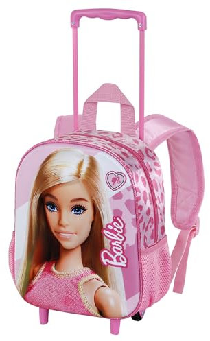 Barbie Fashion-Kleiner 3D Rucksack mit Rädern, Rosa, 26 x 34 cm, Kapazität 12,5 L