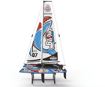 Amewi 26107 Binary V3 – RC Segelkatamaran 400mm ARTR, ferngesteuertes Segelboot, Einsteiger & Beginner, Blau-weiß