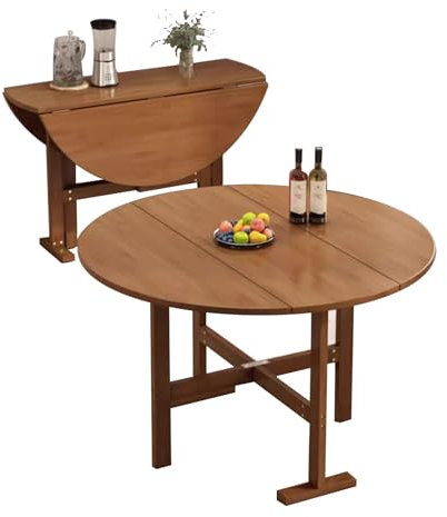 Klappbarer Esstisch, vielseitiger Klapptisch,Gartentisch Runder Klapptisch,platzsparende Küche, Esstisch für kleine Räume,Bambus Klapptisch (Wood color)