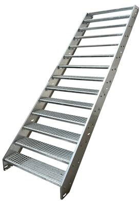 Kaminbau Mierzwa Scala in acciaio di alta qualità, completamente zincata/14 gradini zincati (larghezza 1200 mm) (altezza 266 cm), resistente alle intemperie