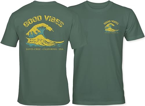 Surfer T-Shirt: Vibes - Unisex Herren Damen Surfing T-Shirt Männer - Santa Cruz USA Welle Hippie Slogan Statement Surf Design Vintage Retro Fashion Streetstyle (M)