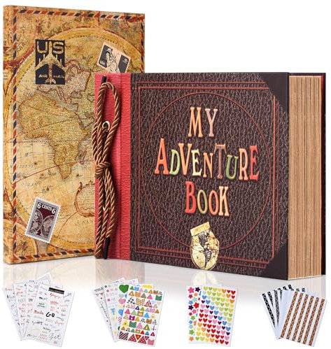 Abenteuerbuch, Tagebuch, Fotoalbum, Sammelalbum mit festem Einband, Reise-Scrapbook für Jahrestag, Scrapbooking, Geschenk für Paare, Jahrestag, Hochzeit, Reisen, Geburtstag, Weihnachten (Mein