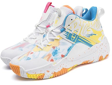 CHRRUXIN Herren Basketballschuhe leichte atmungsaktive High Top Turnschuhe Damen Laufen Anti-Rutsch Mode Graffiti Training Schuhe