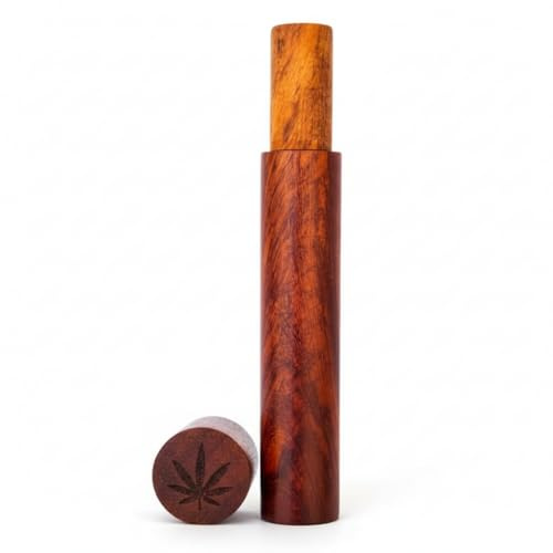 Geruchsdichte Joint Hülle Holz tube mit Gravur elegantes Case mit festem Verschluss für Joints und Blunts Premium Transportbox für unterwegs | 12,5 * 2cm 1 Stück