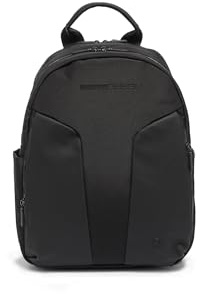 MOMO Design MO-17CO-BLACK Herrenrucksack aus Kunstleder, vegan, 32 x 40 x 12 cm, Schwarz