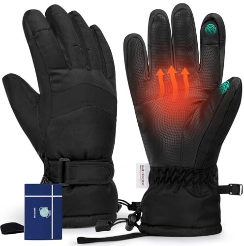 Homord Winterhandschuhe Herren, Wasserdicht Skihandschuhe Herren - Warme Atmungsaktive Schneehandschuhe Winter Touchscreen Handschuhe für Skifahren,Snowboarden,Eislaufe