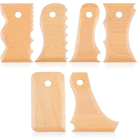 PRATYAHARA 7 PCS Pottery Trimming Tools Wood Color Wooden Texture Profile Rib Bundle Foot Shaper