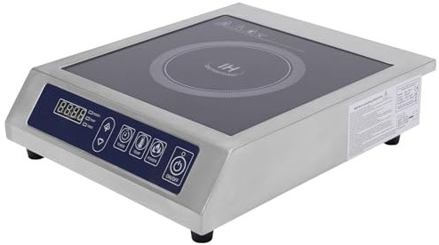 JDBDU Piastra professionale a induzione, in acciaio inox, a induzione, 3500 W, 11 livelli di potenza, piano cottura a induzione con funzione timer per cucine di casa, hotel, ristoranti